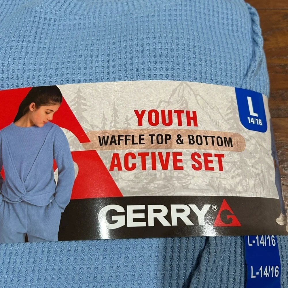 Gerry -Blue youth waffle top & bottom set-Active set